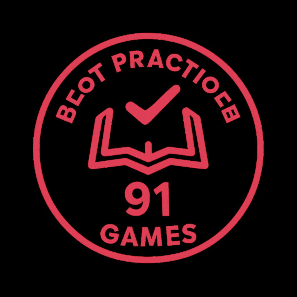 Badge for 91 Games login best practices.