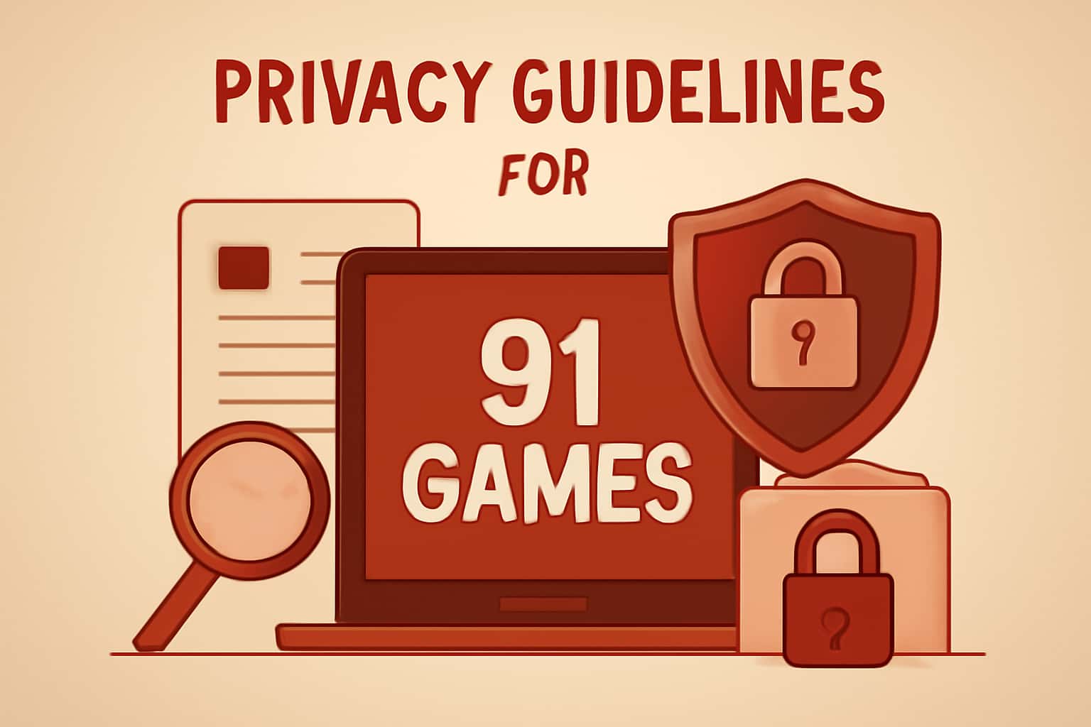 An informative scene representing the privacy guidelines for 91 Games with clear text.