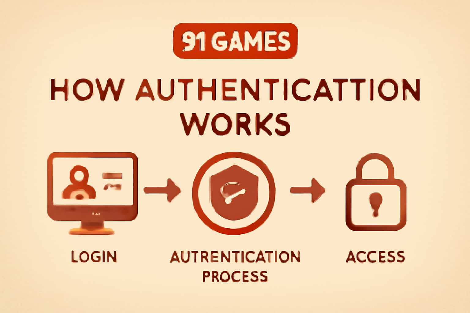 An informative visual representation of 91 Games Authentication processes.
