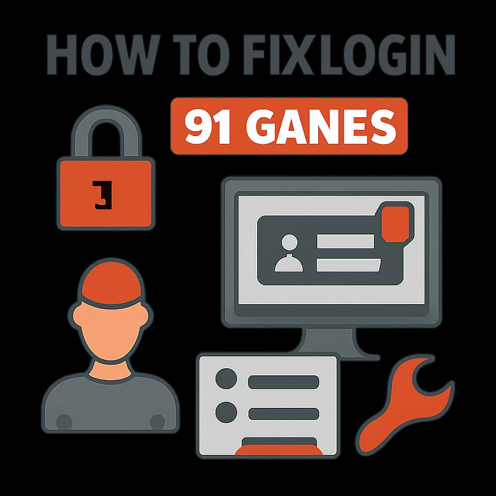 Diagram showing steps to troubleshoot login for 91 Games.
