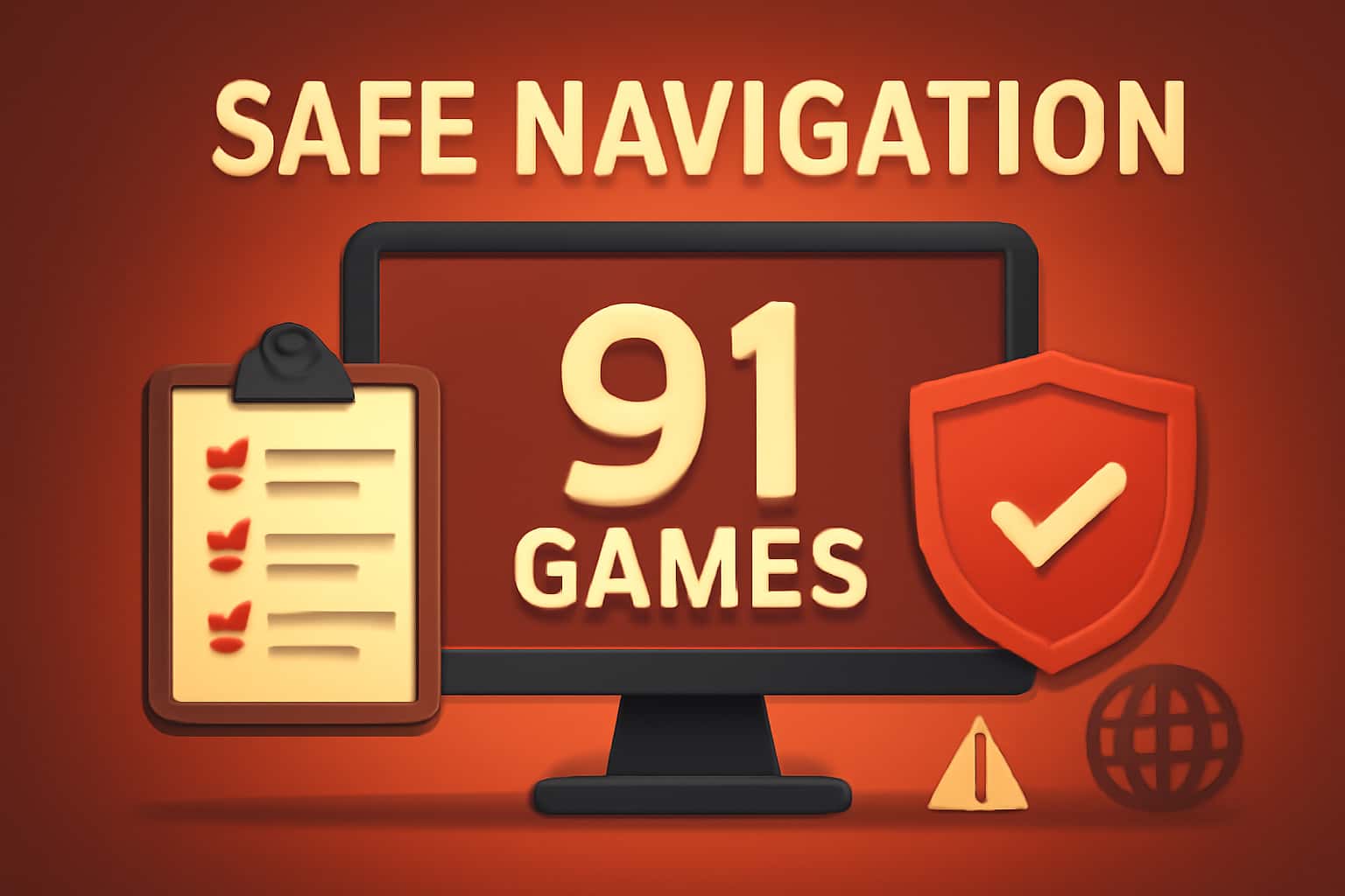 An informational scene depicting secure navigation on 91 Games.