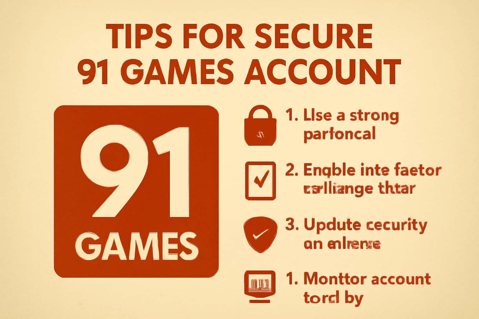 A visual representation of secure login tips for 91 Games account management.
