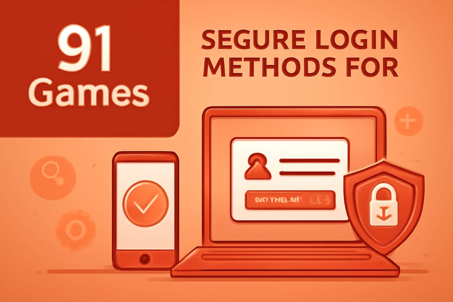 A high-tech interface displaying secure login options for a gaming platform, with '91 Games' prominently featured.